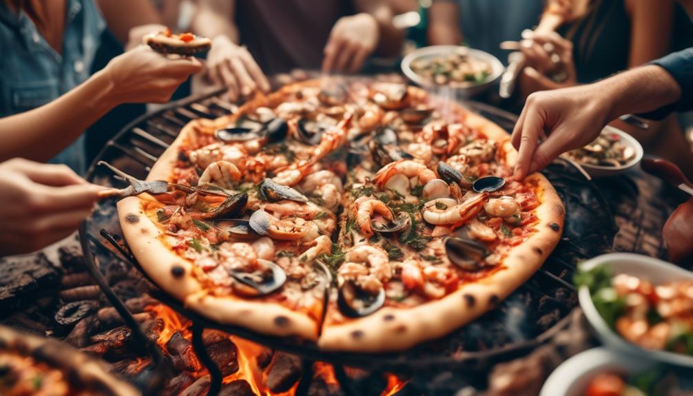 grilled pizza and seafood delicacies